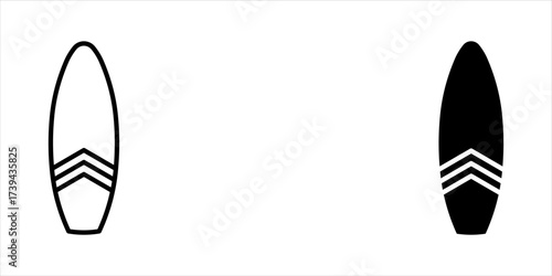 Surfboards icon set. surfboard icons black silhouette vector flat and thin line design illustrations. and symbols for surfing icon.