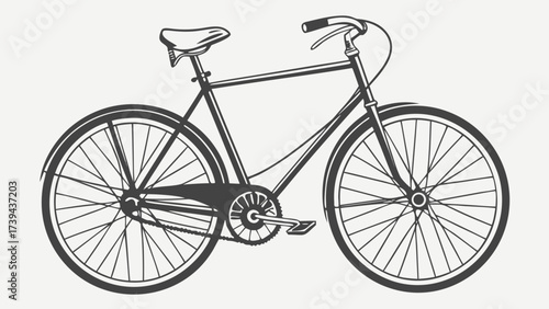 Illustration of a vintage bicycle with thin frame and spoked wheels on a light background created with generated ai