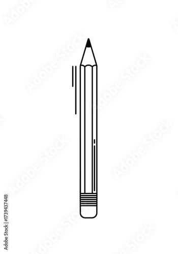 A simple drawing of a wooden pencil with graphite lead and an eraser at the top.