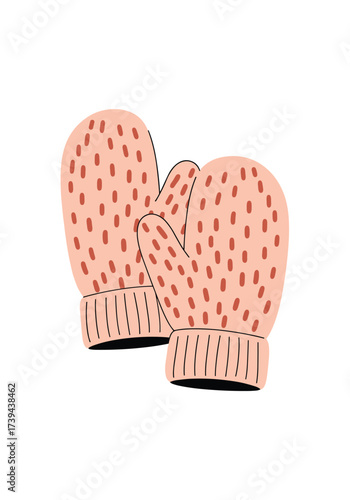Cozy knit mittens for keeping hands warm during winter weather outdoor activities.