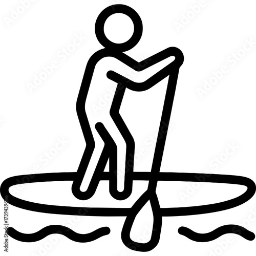 Minimalistic stand up paddleboard icon