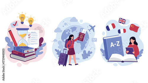 Global Education, Travel, and Language Learning Concepts