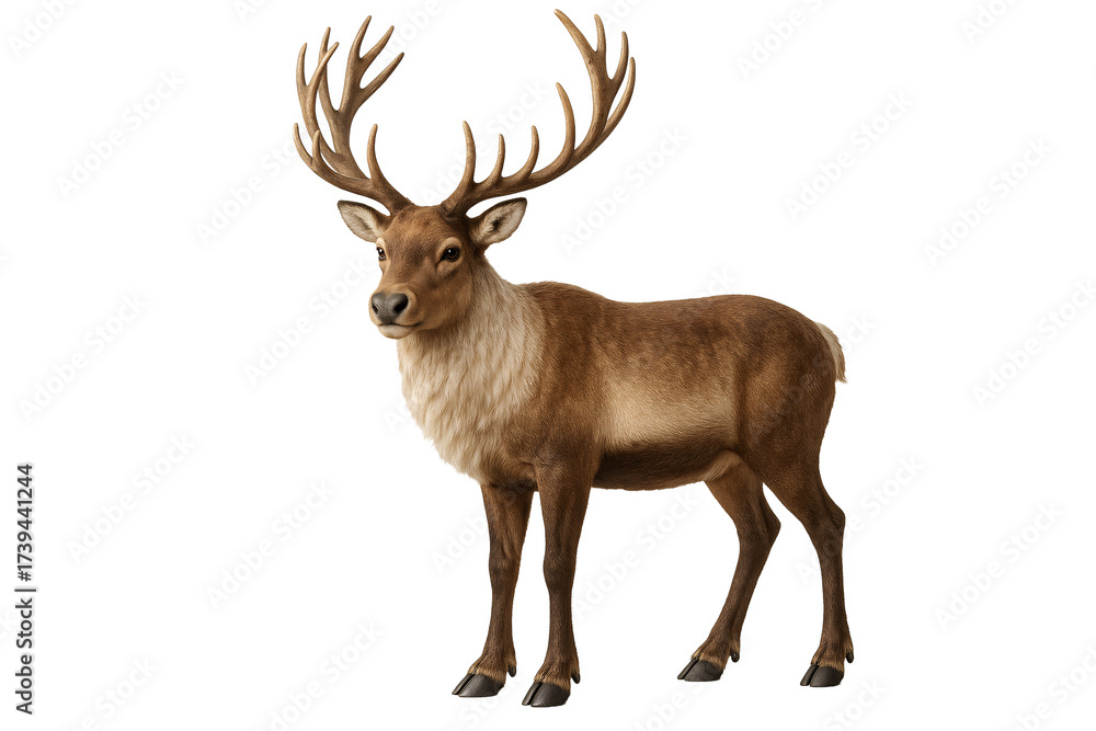 Obraz premium Majestic deer on a transparent background. Wildlife. Winter season.