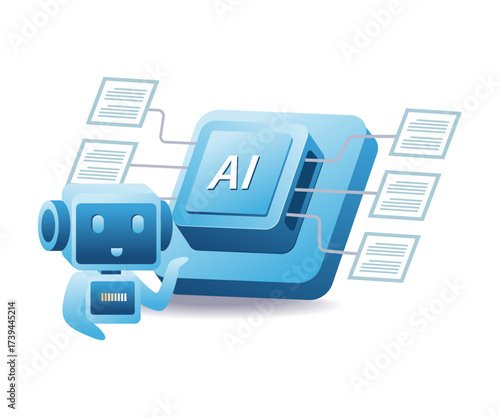 robot with artificial intelligence data concept for machine learning and big data