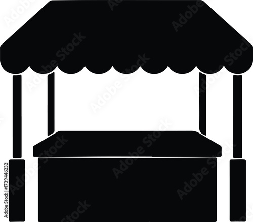 Vector silhouette market stall simple kiosk isolated illustration