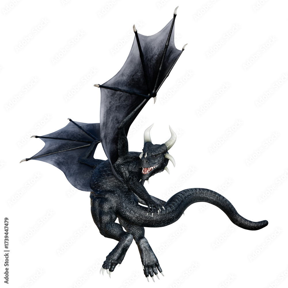 Naklejka premium 3D Rendering Fairy Tale Dragon on White