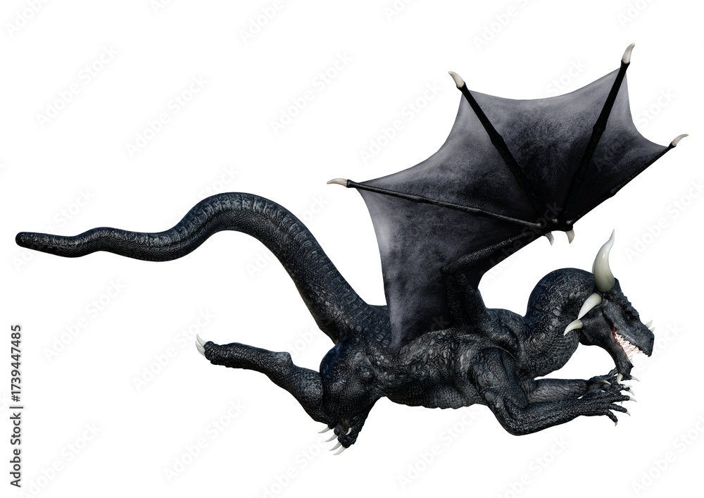 Fototapeta premium 3D Rendering Fairy Tale Dragon on White