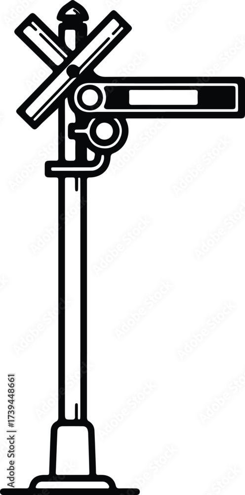 Obraz premium Vector silhouette railroad crossing signal train warning illustration