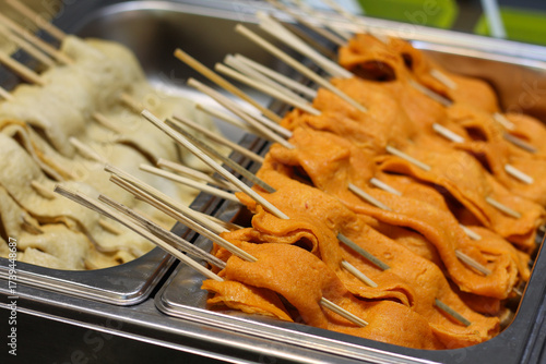 Korean fish cake skewers Eomuk, a popular Asian street food