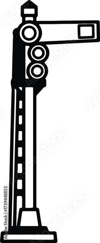 Vector silhouette railroad signal old style semaphores illustration