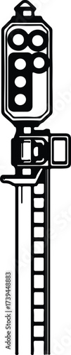 Vector silhouette railroad signal searchlight with ladder illustration