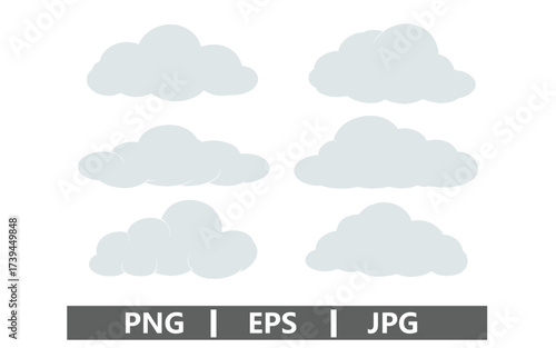 Fluffy clouds float serenely, perfect for children's designs and dreamy illustrations