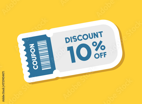 Gift voucher sticker icon in flat style. 10% discount vector illustration on isolated background. Promotion coupon sign business concept.