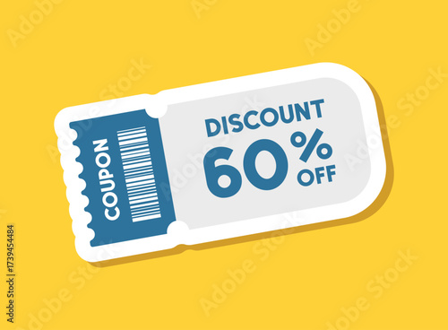 Gift voucher sticker icon in flat style. 60% discount vector illustration on isolated background. Promotion coupon sign business concept.