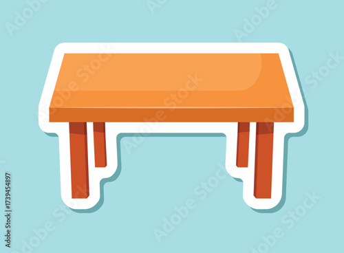 Table furniture sticker icon in flat style. Wooden table vector illustration on isolated background. Dinner desk sign business concept.