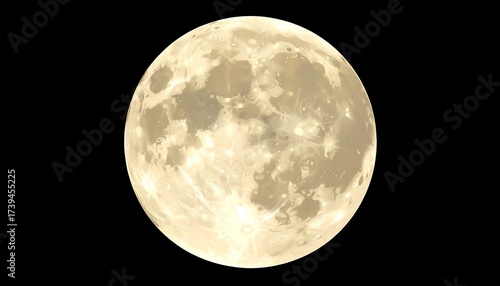 Full moon in the night sky, with craters and details visible