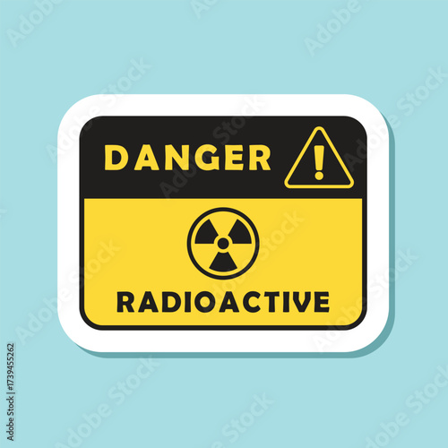 Radioactive material warning sticker icon in flat style. Radiation danger vector illustration on isolated background. Caution sign business concept.