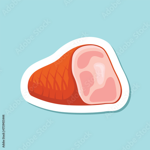 Raw meat sticker icon in flat style. Lamb or beef vector illustration on isolated background. Fried protein meal sign business concept.