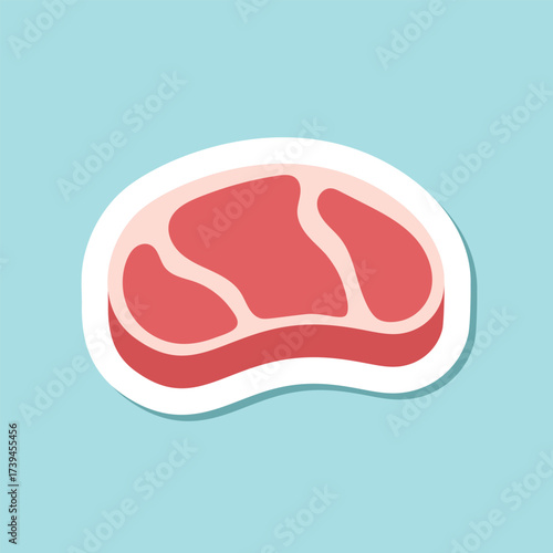 Raw meat sticker icon in flat style. Lamb or beef vector illustration on isolated background. Fried protein meal sign business concept.