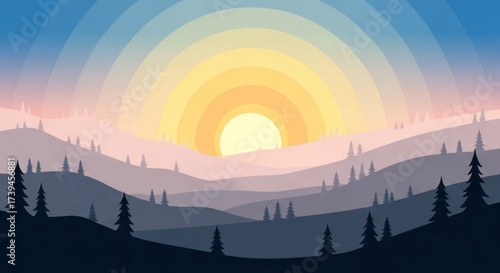 sunset in mountains