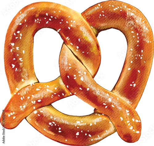 pretzel watercolor illustration vector
