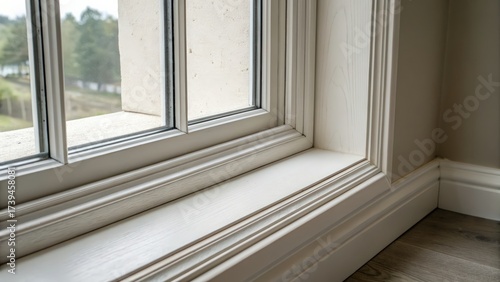 Elegant window interior with detailed trim and natural light