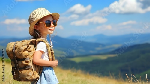 Little Girl Hiking in Mountains Summer Adventure Child Backpack