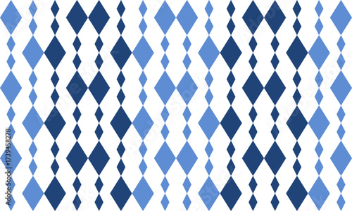 Multi tone blue diamond repeat vertical column strip pattern, replete image design for fabric printing patter