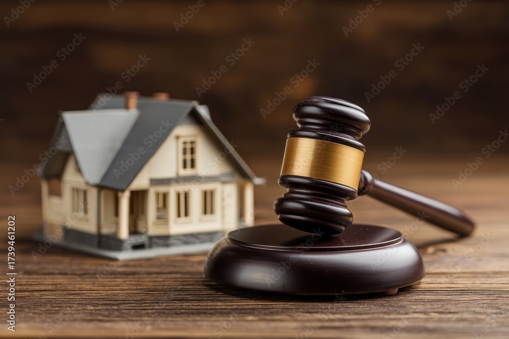Obraz premium Auction gavel and house miniature