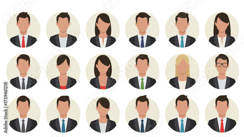 Diverse Professional Business Avatars Set