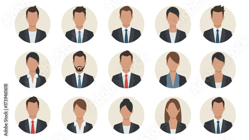 Wallpaper Mural Professional Business Avatars Set: Diverse Male and Female User Profile Icons for Corporate Teams and Digital Platforms Torontodigital.ca