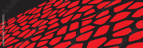 Set of seamless geometric patterns in black and red. Repeating irregular shapes for web tiles, science, and interior design. Collection of polygonal voronoi line cell template backgrounds, Eps 10.