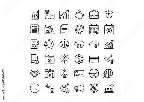 Financial Ledger & Tax Icon Set, Vector Accounting Essentials, Modern Business & Finance Line Icons