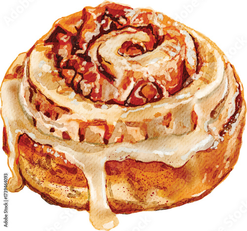 cinnamon roll illustration watercolor vector