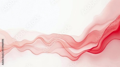 Elegant Abstract Background with Delicate Red Waves on White Canvas