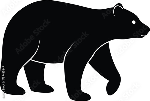 Black vector silhouette illustration of wild bear, polar bear, and bear cub animals