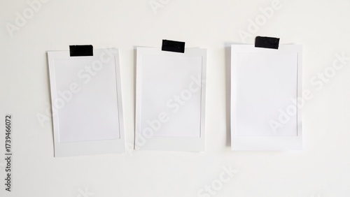 Three Blank Polaroid Frames on Wall