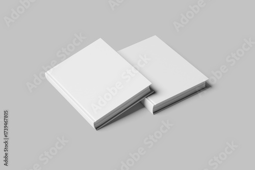 Realistic Book Cover Mockups on white 3D rendering