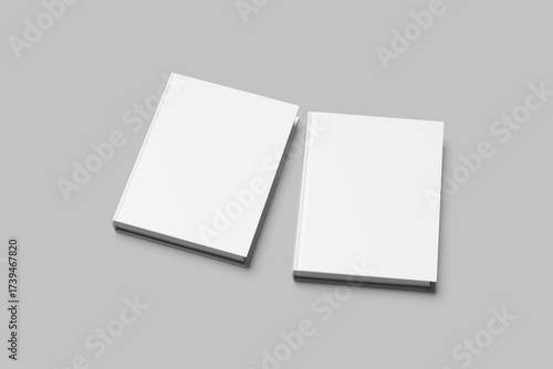 Realistic Book Cover Mockups on white 3D rendering