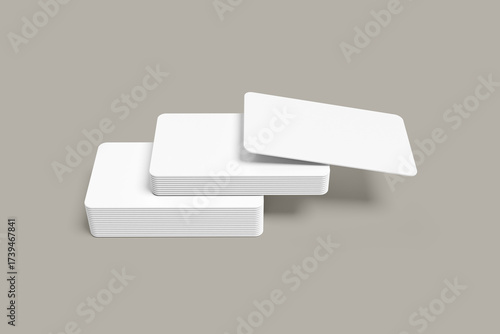Realistic Business Card Mockups on white 3D rendering