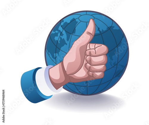 global approval and positive concept illustration
