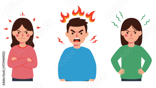 Cartoon People Expressing Anger, Frustration, And Displeasure