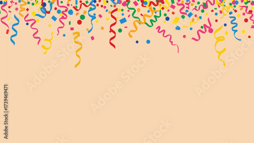 Vibrant Celebration Confetti And Streamers On Beige Background