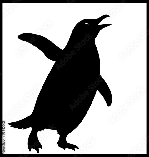 Bold penguin silhouette, perfect for branding, logos, or educational materials, evoking nature and wildlife. A stylish animal graphic with a modern feel.