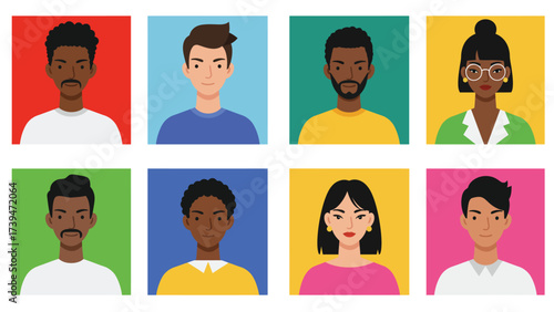 Diverse People Avatars Set - Modern Flat Design Profile Icons for Global Community