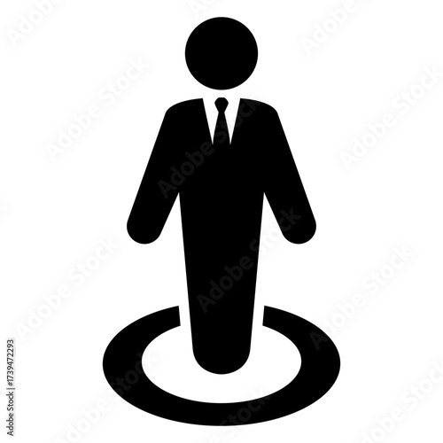 Icono con hombre de negocios en círculo