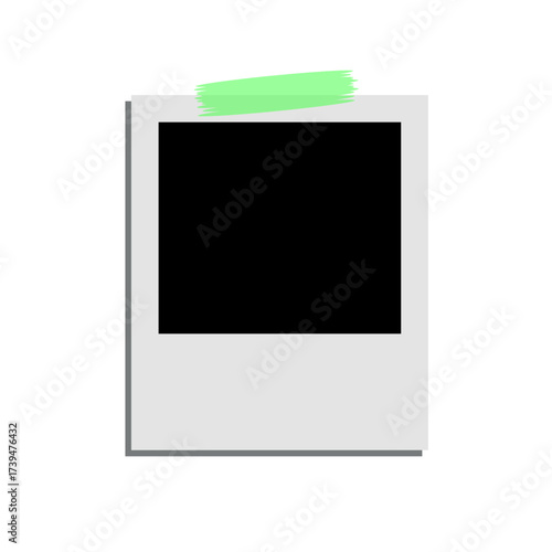 Blank polaroid photo border with black center. Classic instant picture frame vector. Perfect for creative, memory, and photography concept designs.