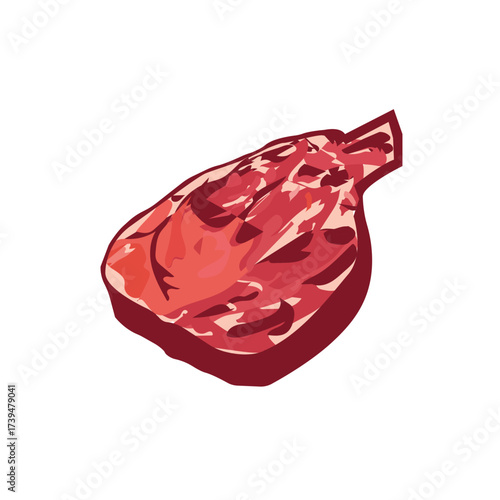 Abstract Digital Painting of Raw Beef or Pork Shoulder Textured Vector Illustration of Large Meat Roast Cut