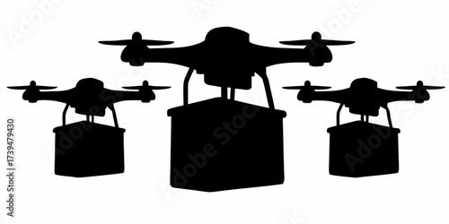 Streamlined efficiency with drone delivery, package arrives fast, future logistics, innovative shipping, automated delivery solution, aerial transport system