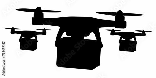 Futuristic drone delivery concept for fast shipping and modern logistics solutions, showcasing innovative technology and automated package transport in urban environments